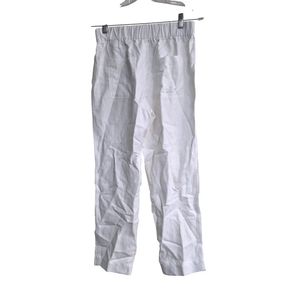 Banana Republic White Linen Blend Elastic Waist Patch Pocket Pants XS High Rise